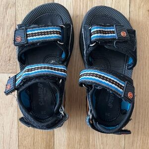 Black and Blue Outdoor Sandals with Adjustable Straps